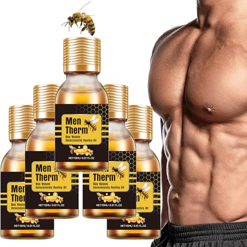 Men Bee Venom, Bee Venom Gynecomastia Heating Oil, Men Bee Venom Oil (5Pcs) von MQSHUHENMY