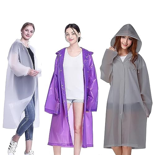 MQWDGJ 3 Stück Regenponcho Regenmantel Herren Damen Wasserdicht, Regen Ponchos, Unisex Wiederverwendbar Transparent Regenmantel für Wandern Radfahren Camping und Reisen von MQWDGJ