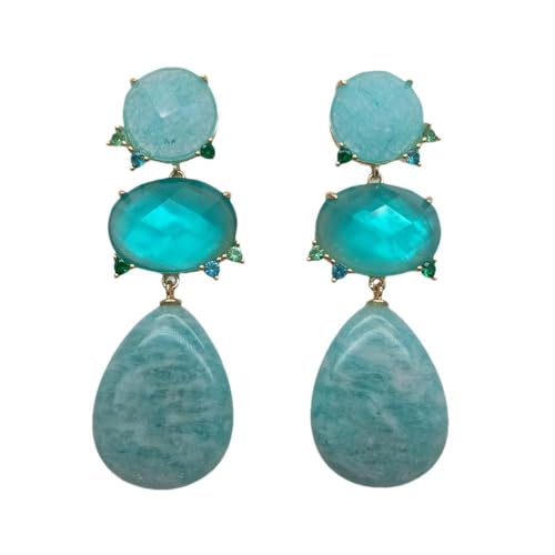 MQXFCZUX 17 x 22 mm grüne Jade Dangle Stud Earrings von MQXFCZUX