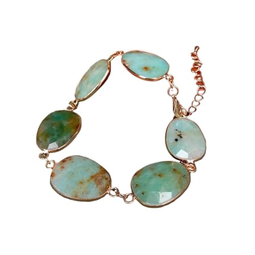 MQXFCZUX 17x22mm Grün Chrysoprase Halskette Oval Shape Faceted Bezel Set Women Jewelry Nice Gift von MQXFCZUX