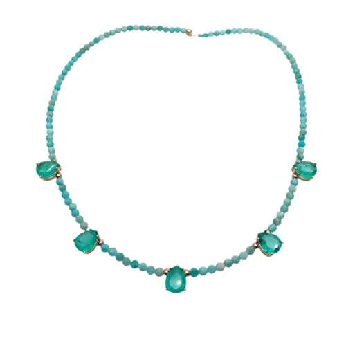 MQXFCZUX 3 mm Green Faceted Gemstone Necklace Quartz Charm Women Gift von MQXFCZUX