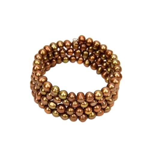 MQXFCZUX Armreif mit runden Perlen in Kaffeekartoffelform, Modeschmuck für Damen von MQXFCZUX