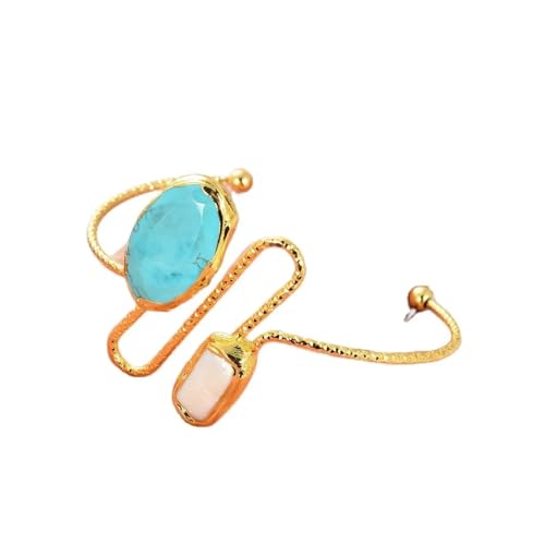 MQXFCZUX Cultured White Biwa Pearl Blue Stone Gold Plated Armreif Damen Open Bracelet von MQXFCZUX