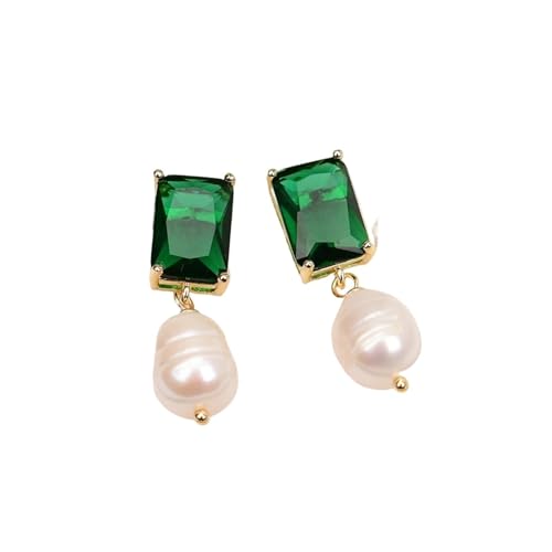 MQXFCZUX Cultured White Rice Green Crystal Stud Yellow Gold Plated Earrings Cute For Lady MQXFCZUX Cultured White Rice Green Crystal Stud Yellow Gold Plated Earrings Cute For Lady von MQXFCZUX