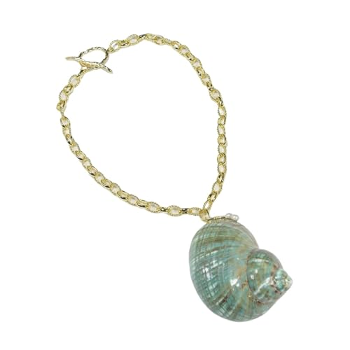 MQXFCZUX Gold Plated Fashion Chain Necklace Big Green Turban Shell Sea Snail Tank Home Decoration Pendant For Women von MQXFCZUX