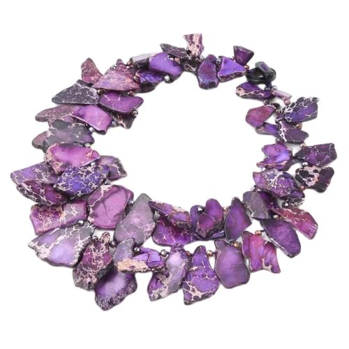 MQXFCZUX Heavy Jewelry 22 "2 Rows Purple Sea Sediment Imperial Jaspers Crystal Necklace for Women von MQXFCZUX