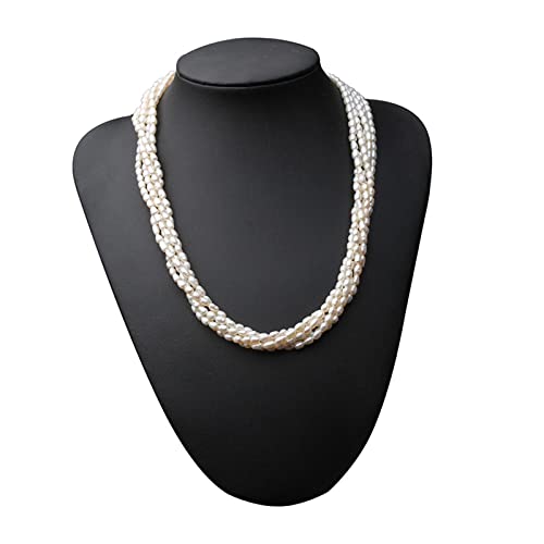 MQXFCZUX Mode-Accessoires Schöne mehrschichtige natürliche Perlenkette Frauen, trendige weiße Süßwasser-Doppelperlenkette erfüllen (Size : Straight length 50cm) von MQXFCZUX