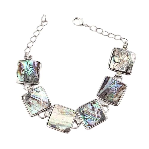 MQXFCZUX Multi Agates Green Abalone Shell Bracelet Bangle For Women Lady Jewelry, Einheitsgröße, Achat von MQXFCZUX