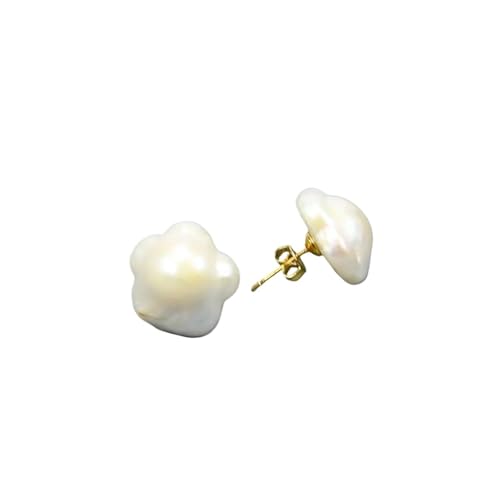 MQXFCZUX White Keshi Flower Earrings Gold Plated Silver Ear Stud Simple Lady Jewelry Gift von MQXFCZUX