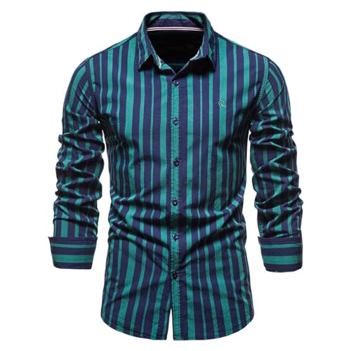 Herren Hemd mit normaler Passform 3D Digitaldruck langärmlig lässig Button-Down Hemden Kontrasthemd lässig formell klassisch Button-Down Hemden lässig langärmelig Revers gestreift normale Passform von MQYXGS