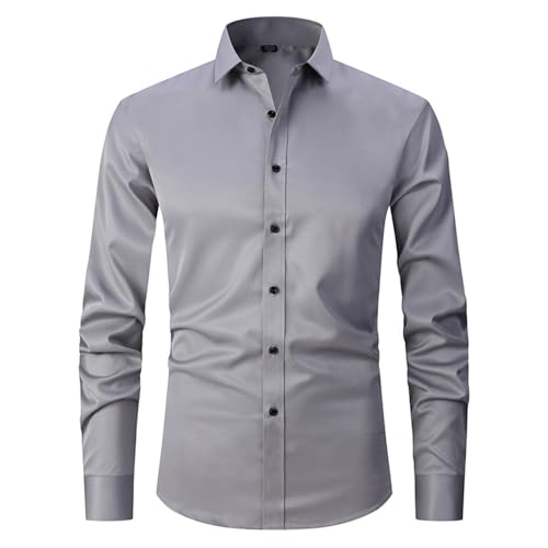 MQYXGS Herren Hemd formell dehnbar knitterfrei langärmlig Slim Fit Button Down Kleid Hemd langärmlig Slim Fit legere Business Hemden Knopfleiste einfarbig formelle Business Hemden mit Knopfleiste von MQYXGS