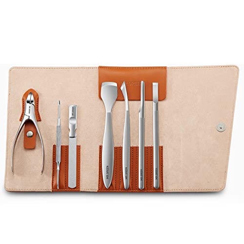 MR.GREEN 7-Teiliges Edelstahl-Pediküre-Messer-Set Eingewachsene Zehennägel Pediküre-Messer Hornhautschaber Nagelhautentferner Fußpflege-Set von MR.GREEN