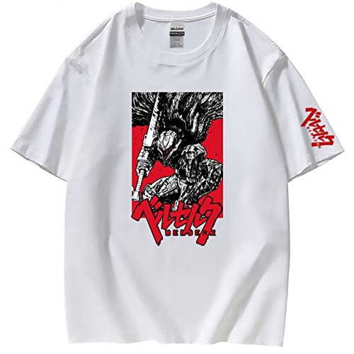 Fosike Berserk T-Shirt - Japanisches Manga Berserk Guts Bedrucktes T-Shirt Unisex - Anime Cosplay Kostüm Rundhals Kurzarm T-Shirt Herren/Damen (XS-3XL) von MR.YATCLS