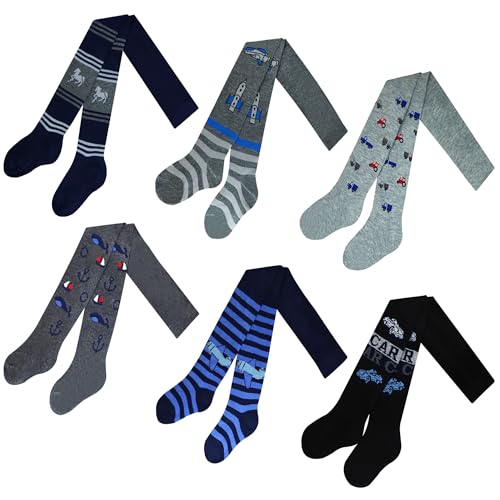 6er Pack Jungen Kinder Strickstrumpfhose Baby Strumpfhose feingestrickt baumwolle 12777 (6er Pack Modell 3 122-128) von MRCC
