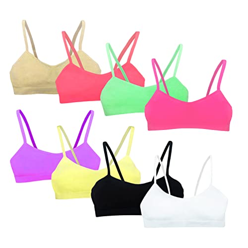 MRCC 3/6/7/8er Pack Mädchen Bustier Trainings-BH Nahtloser Sport-BH Nicht gepolstert mit Spaghettiträger (as3, Numeric, Numeric_122, Numeric_140, Regular, 8er Pack Modell 1) von MRCC