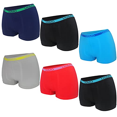 MRCC 6/12er Pack Jungen Boxer Shorts Briefs Boxershorts Unterwäsche Unterhosen Retro Pants Schlüpfer 10010 (12-14 Jahre, 6er Pack Modell 2) von MRCC