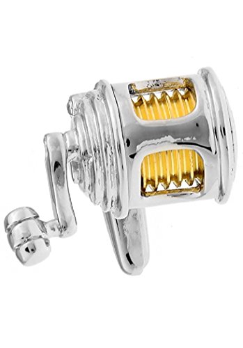 mrcuff Fischerei Rollen Fisch Paar Manschettenknöpfe in einer Geschenkbox und Reinigungstuch von MRCUFF