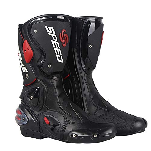 MRDEAR Motocross Stiefel aus Leder, Motorradstiefel Herren Wasserdicht mit Einstellbare Belüftung, Motorrad Stiefel Enduro Cross Stiefel Racing Sportstiefel mit Hartschalenprotektoren (45 EU,Schwarz) von MRDEAR