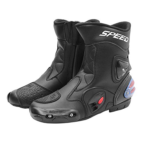 MRDEAR Motorrad Stiefel Herren Leder Schwarz Motocross-Stiefel Wasserdicht Motorradstiefel Kurz Sport Schuhe Motorradschuhe Touren Racing Cross Stiefel mit Einstellbare Belüftung (42 EU) von MRDEAR