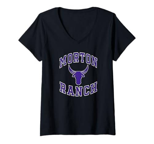 Damen Morton Ranch High School Mavericks T-Shirt mit V-Ausschnitt von MRHS Mavericks Spirit Wear