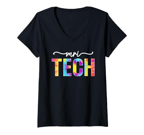 Damen MRT Tech Tie Dye Röntgenradiologische Rad-Technologie für Damen und Herren T-Shirt mit V-Ausschnitt Damen MRT Tech Tie Dye Röntgenradiologische Rad-Technologie für Damen und Herren T-Shirt mit V-Ausschnitt von MRI Technologist Radiology Tech Student Team