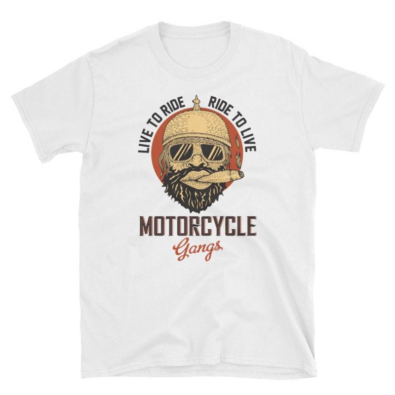 Leben Sie Zu Fahren Fahrt Motorrad Gang Shirt Biker Big-Bike T-Shirt Reiter Kurzarm Unisex Leben von MRKPrints