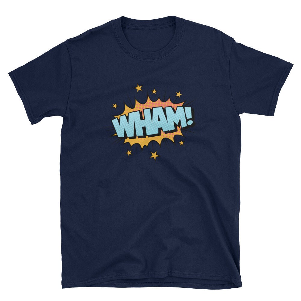 Wham Blase Shirt Cartoon Action Wort Wham Bang Zap Superhelden Comics Liebhaber Kurzarm Unisex T-Shirt von MRKPrints