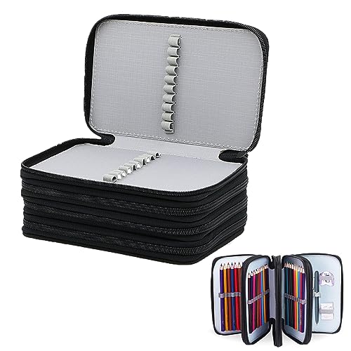 MRMIAN 1 Stück Federmäppchen Große, Federmäppchen Erwachsene, 72 Slots Federmappe, Erwachsene Federmäppchen Federtasche, Abnehmbar Federmappe, Große Kapazität Bietet Platz für 72 Stifte (Schwarz) von MRMIAN