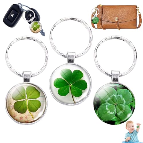MRMIAN Aatpuss 3 Stück Schlüsselanhänger Kleeblatt, Glücksbringer Kleeblatt, Kleeblatt-Schlüsselanhänger Für Kinder, Kleeblatt Schlüsselanhänger Für Brieftasche Anhänger Schlüsselanhänger von Aatpuss