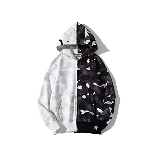 MRRTIME Bape Shark Hoodie, Bape Kapuzenpullover, Men's Jacket, Men's 3D Camouflage Shark Head Hooded Jacket, Hoodie with zipping, Street Fashion, Hoodie with zipping,BWhite,S von MRRTIME