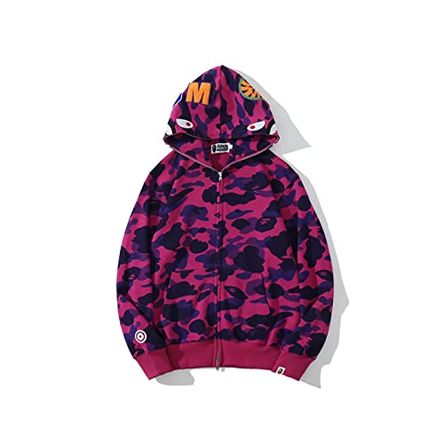 MRRTIME Bape Shark Hoodie, Bape Kapuzenpullover, Men's Jacket, Men's 3D Camouflage Shark Head Hooded Jacket, Hoodie with zipping, Street Fashion, Hoodie with zipping,Purple,S von MRRTIME