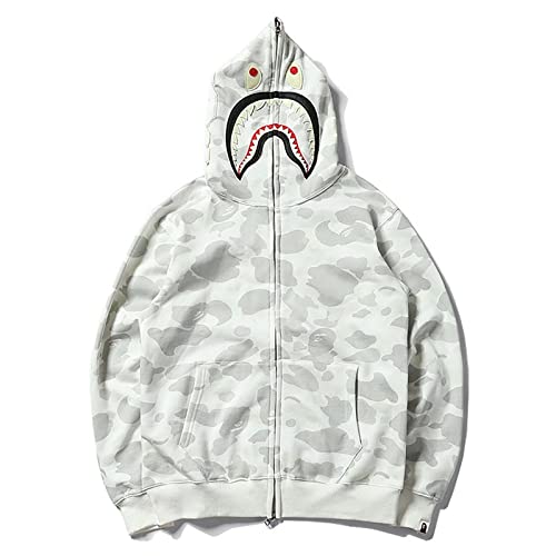 MRRTIME Bape Shark Hoodie, Bape Kapuzenpullover, Men's Jacket, Men's 3D Camouflage Shark Head Hooded Jacket, Hoodie with zipping, Street Fashion, Hoodie with zipping 01,C,L von MRRTIME