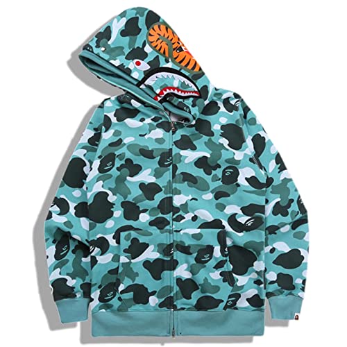 MRRTIME Bape Shark Hoodie, Bape Kapuzenpullover, Men's Jacket, Men's 3D Camouflage Shark Head Hooded Jacket, Hoodie with zipping, Street Fashion, Hoodie with zipping 01,D,L von MRRTIME