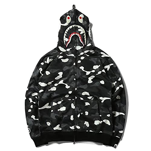 MRRTIME Bape Shark Hoodie, Bape Kapuzenpullover, Men's Jacket, Men's 3D Camouflage Shark Head Hooded Jacket, Hoodie with zipping, Street Fashion, Hoodie with zipping 01,E,4XL von MRRTIME