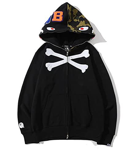 MRRTIME Bape Shark Hoodie, Bape Kapuzenpullover, Men's Jacket, Men's 3D Camouflage Shark Head Hooded Jacket, Hoodie with zipping, Street Fashion, Hoodie with zipping 01,F,4XL von MRRTIME