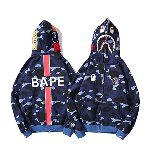 MRRTIME Bape Shark Hoodie, Bape Kapuzenpullover, Men's Jacket, Men's 3D Camouflage Shark Head Hooded Jacket, Hoodie with zipping, Street Fashion, Hoodie with zipping 01,G,L von MRRTIME