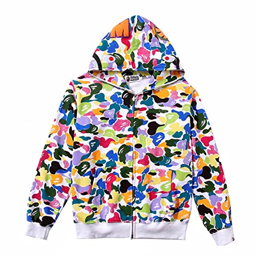 MRRTIME Bape Shark Hoodie, Bape Kapuzenpullover, Men's Jacket, Men's 3D Camouflage Shark Head Hooded Jacket, Hoodie with zipping, Street Fashion, Hoodie with zipping 01,J,L von MRRTIME