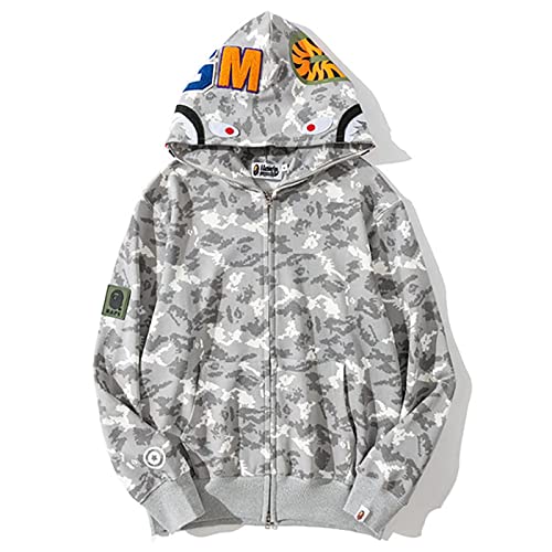 MRRTIME Bape Shark Hoodie, Bape Kapuzenpullover, Men's Jacket, Men's 3D Camouflage Shark Head Hooded Jacket, Hoodie with zipping, Street Fashion, Hoodie with zipping 01,K,S von MRRTIME