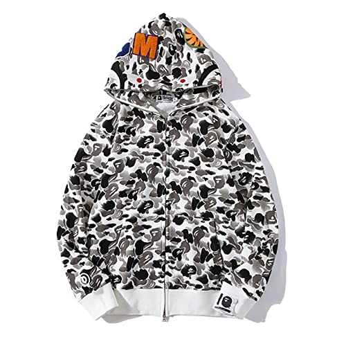 MRRTIME Bape Shark Hoodie, Bape Kapuzenpullover, Men's Jacket, Men's 3D Camouflage Shark Head Hooded Jacket, Hoodie with zipping, Street Fashion, Hoodie with zipping 01,L,XXL von MRRTIME