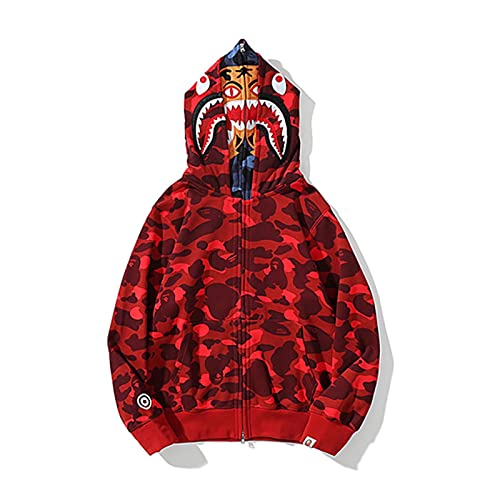 MRRTIME Bape Shark Hoodie, Bape Kapuzenpullover, Men's Jacket, Men's 3D Camouflage Shark Head Hooded Jacket, Hoodie with zipping, Street Fashion, Hoodie with zipping 04,A,S von MRRTIME