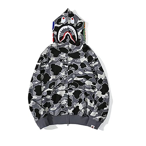 MRRTIME Bape Shark Hoodie, Bape Kapuzenpullover, Men's Jacket, Men's 3D Camouflage Shark Head Hooded Jacket, Hoodie with zipping, Street Fashion, Hoodie with zipping 04,C,M von MRRTIME