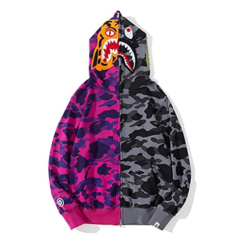 MRRTIME Bape Shark Hoodie, Bape Kapuzenpullover, Men's Jacket, Men's 3D Camouflage Shark Head Hooded Jacket, Hoodie with zipping, Street Fashion, Hoodie with zipping 04,I,S von MRRTIME