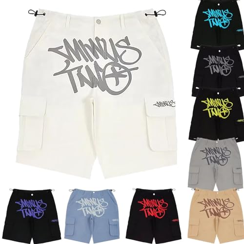 Minus Two Cargo Trousers, Unisex Y2K Short Trousers, Overalls Minus Two Short Trousers, Cargo Jeans Baggy Pants, Trousers Minus Two Straight Trousers Street Pocket High Waist Printed Hip Hop von MRRTIME