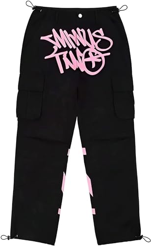 Minus Two Cargo Trousers, Unisex Y2K Trousers, Overalls Minus Two Jogging Bottoms, Cargo Jeans Baggy Pants, Trousers Minus Two Straight Trousers Street Pocket High Waist Printed Hip Hop von MRRTIME