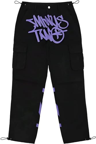 Overalls Minus Two Jogging Bottoms, Y2K Cargo Jeans Baggy Pants, High Waist Printed Hip Hop, Minus Two Cargo, Trousers Minus Two Straight Trousers Street Pocket High Waist Printed Hip Hop von MRRTIME