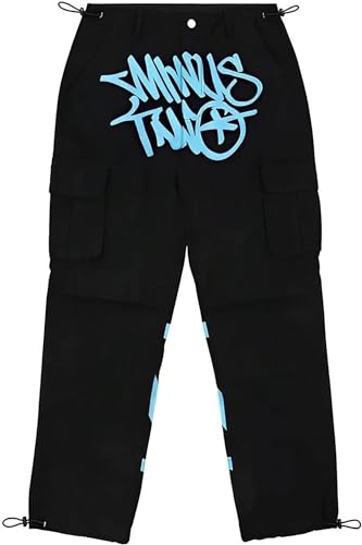 Overalls Minus Two Jogging Bottoms, Y2K Cargo Jeans Baggy Pants, High Waist Printed Hip Hop, Print Loose Men's Skirt Trousers with Wide Leg, Street Pocket Minus Two Cargo Trousers von MRRTIME