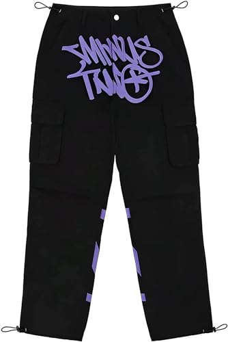 Overalls Minus Two Jogging Bottoms, Y2K Cargo Jeans Baggy Pants, High Waist Printed Hip Hop, Print Loose Men's Skirt Trousers with Wide Leg, Street Pocket Minus Two Cargo Trousers von MRRTIME