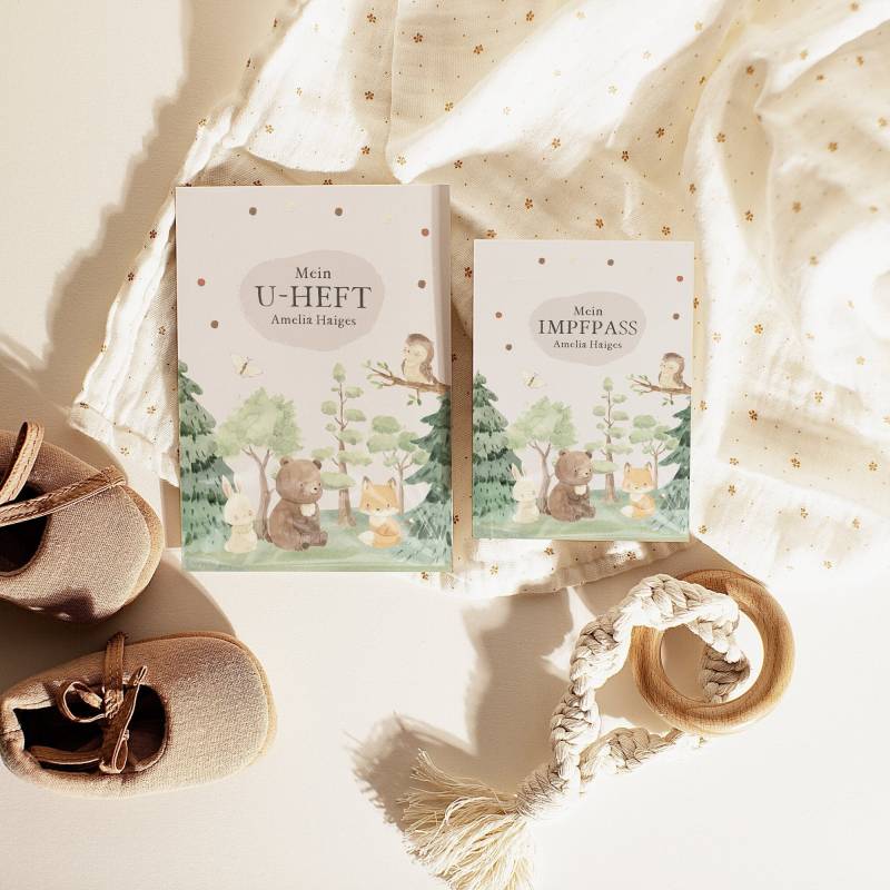 U-Heft Impfpass Set Hülle "Waldtiere" Impfpasshülle U-Hefthülle Baby Kinder Unisex Bär Fuchs Hase von MRSLOVELYde