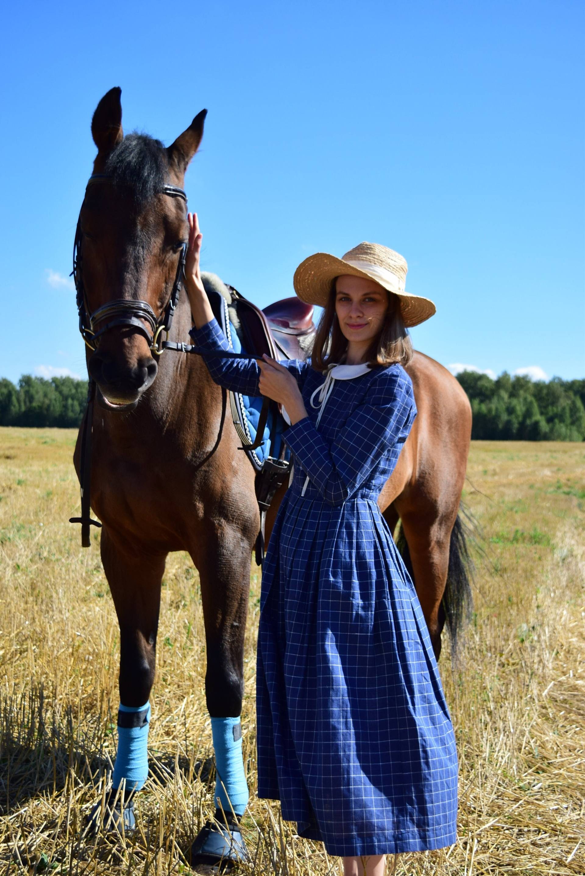 Leinen Gingham Kleid, Peter Pan Kragen Amish Puritan Hemd Kleidung, Flare von MRSPOMERANZ