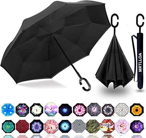 MRTLLOA Winddichter, umgekehrter Regenschirm mit UV-Schutz (Black, 56 Inch) von MRTLLOA